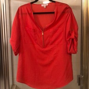 Calvin Klein Women’s Zip V-neck Blouse